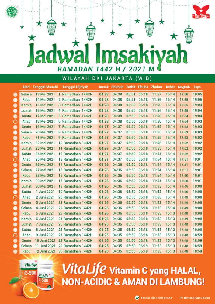 Jadwal imsakiyah ramadhan 1442 hijriah